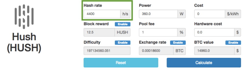 Hush cryptocurrency mining 0.00044435 btc to doll