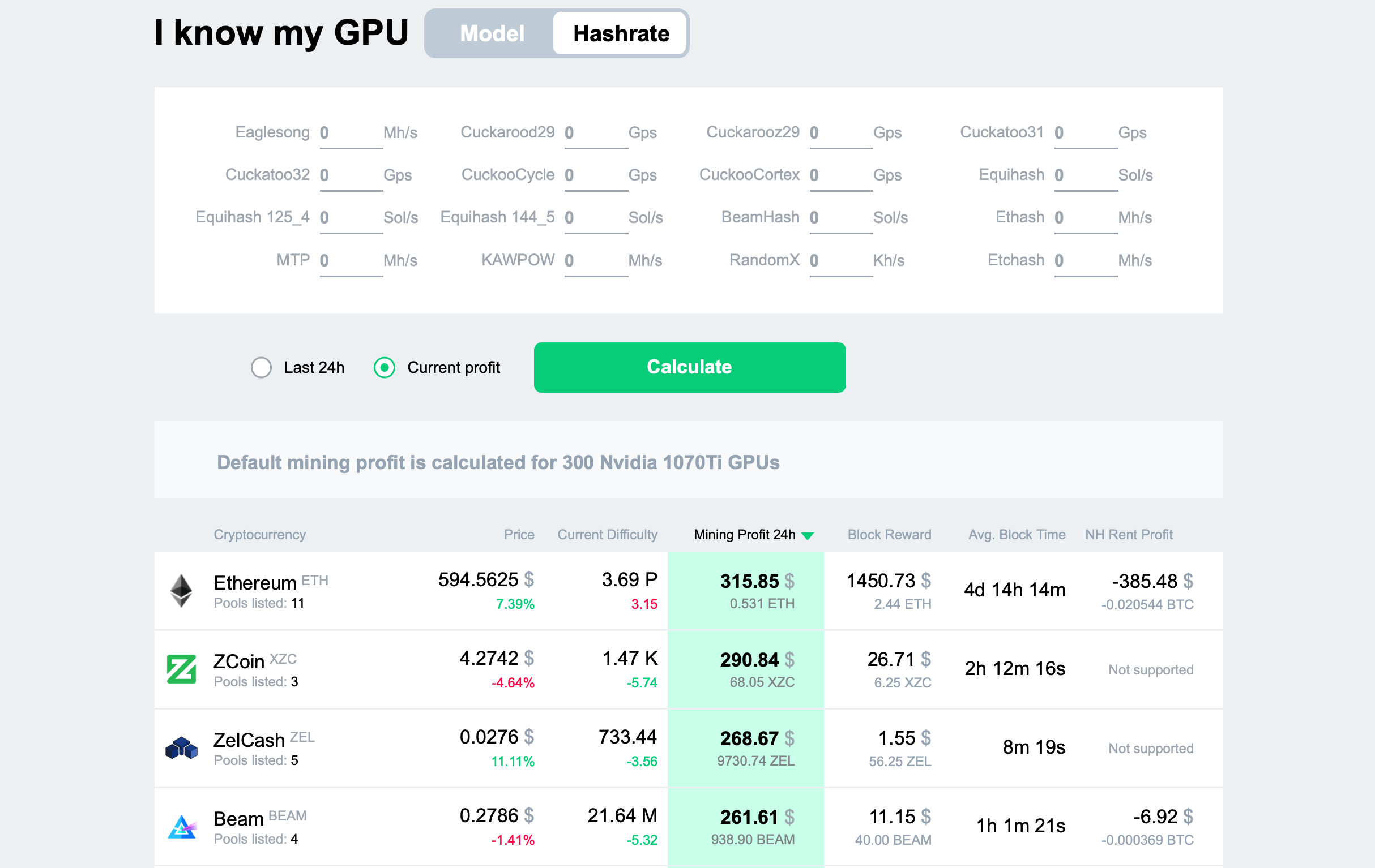 hash rate calculator eth