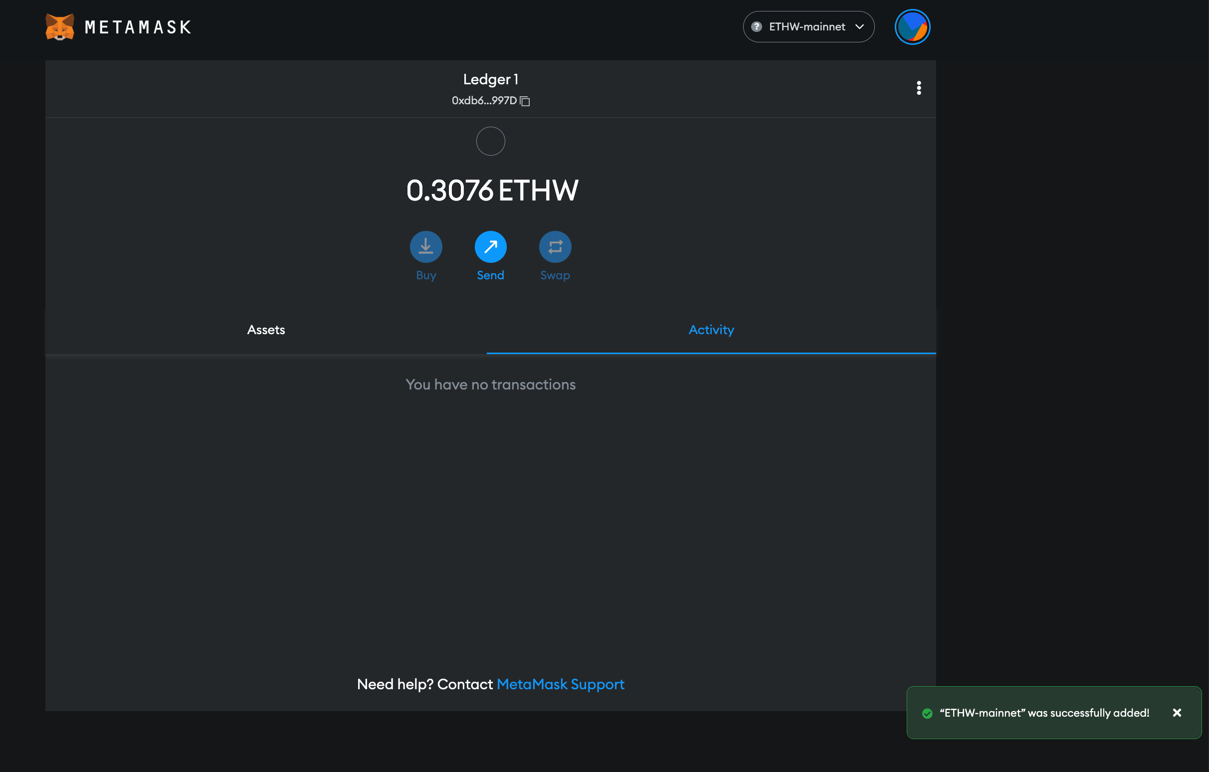 ethereum network status metamask